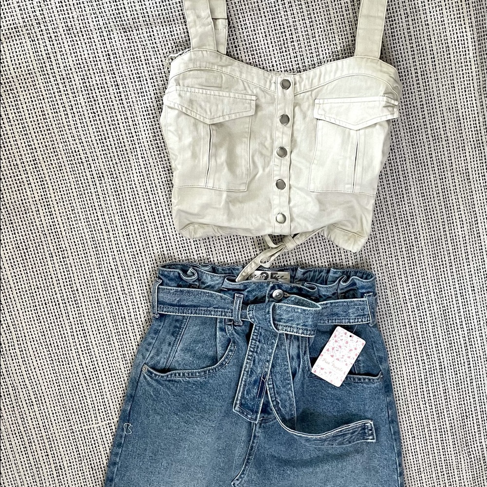 NWT Free People East of Eden Mini Denim Skirt - Picture 9 of 14
